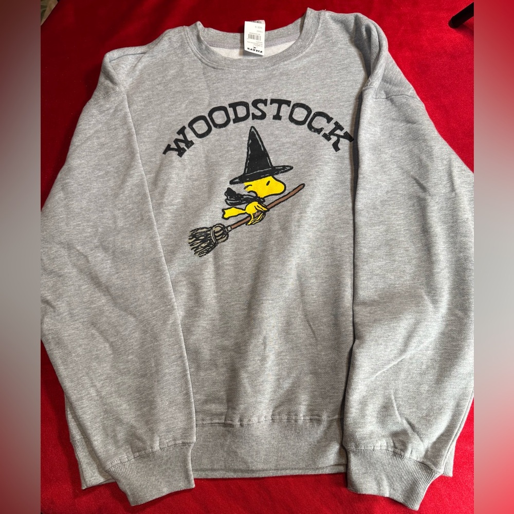 NWT Tillys RSQ Womens Witch Woodstock Peanuts Halloween Fleece Sweatshirt Size S